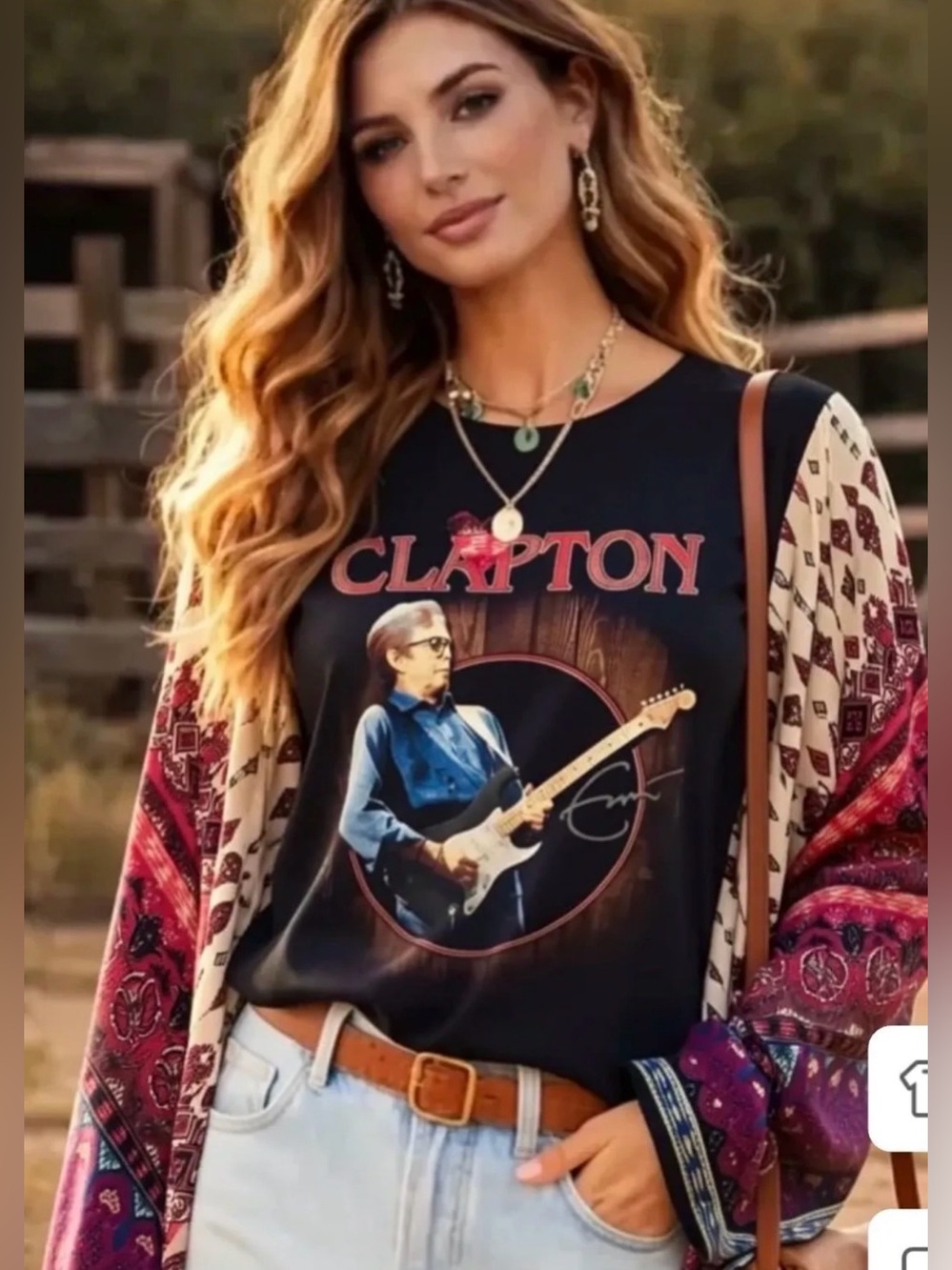 ERIC CLAPTON upcycled scarf sleeve tunic top os S M L XL 1X 2x 3x